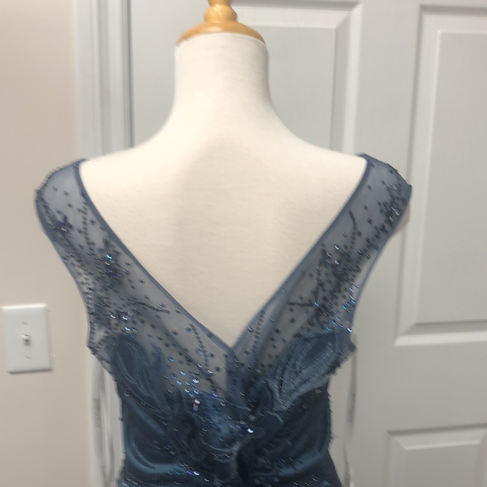 Elegant Navy Beaded Evening Gown - Picture 5 of 5